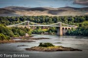 Carneddau Mountains overlooking Menai Bridge, Snowdonia