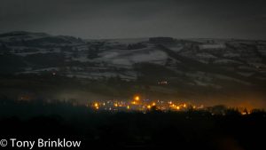 Nightfall Beneath Snowy Hills
